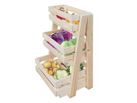 Wooden shelf for fruits and vegetables, removable boxes 70 cm
